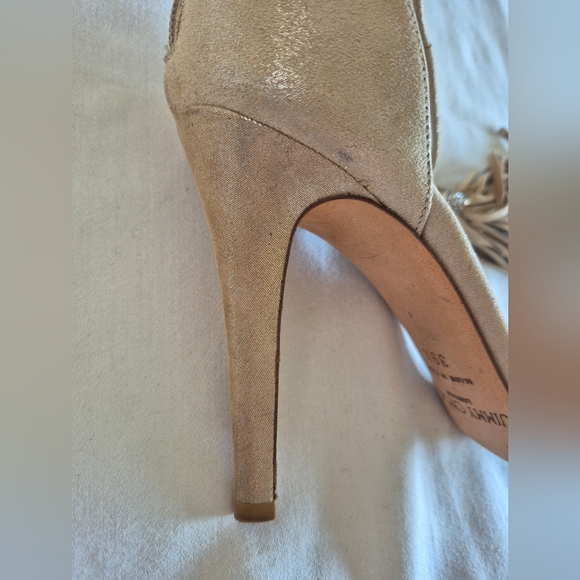 Jimmy Choo Metallic Strappy Heels with Tassels - Picture 15 of 15